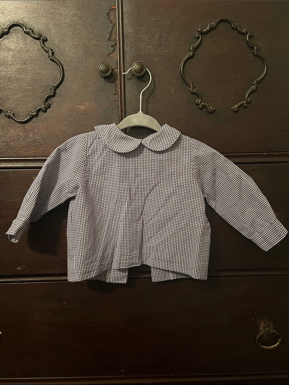Bailey Boy’s Navy Gingham Peter Pan Collar Top